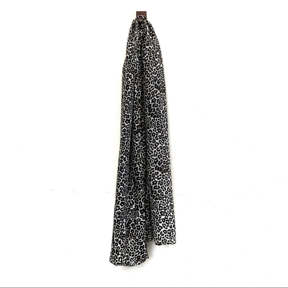 Leopard Print Scarf Womens Lightweight Woven